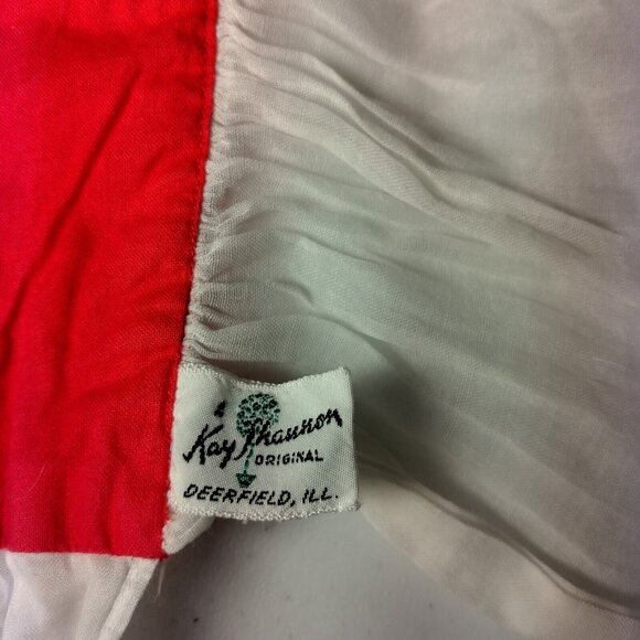 Kay Shannon Original Apron Vintage Christmas Tree White Red Sheer Tie Waist - Picture 9 of 11